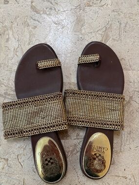 Vince Camuto Flat Slide Sandals Amalie Toe Ring Size 8.5 M
